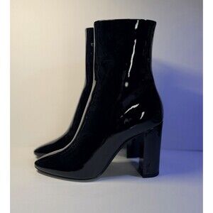 BRAND NEW. YSL Saint Laurent Black Patent Ankle Boots Size 37.5 New in Box